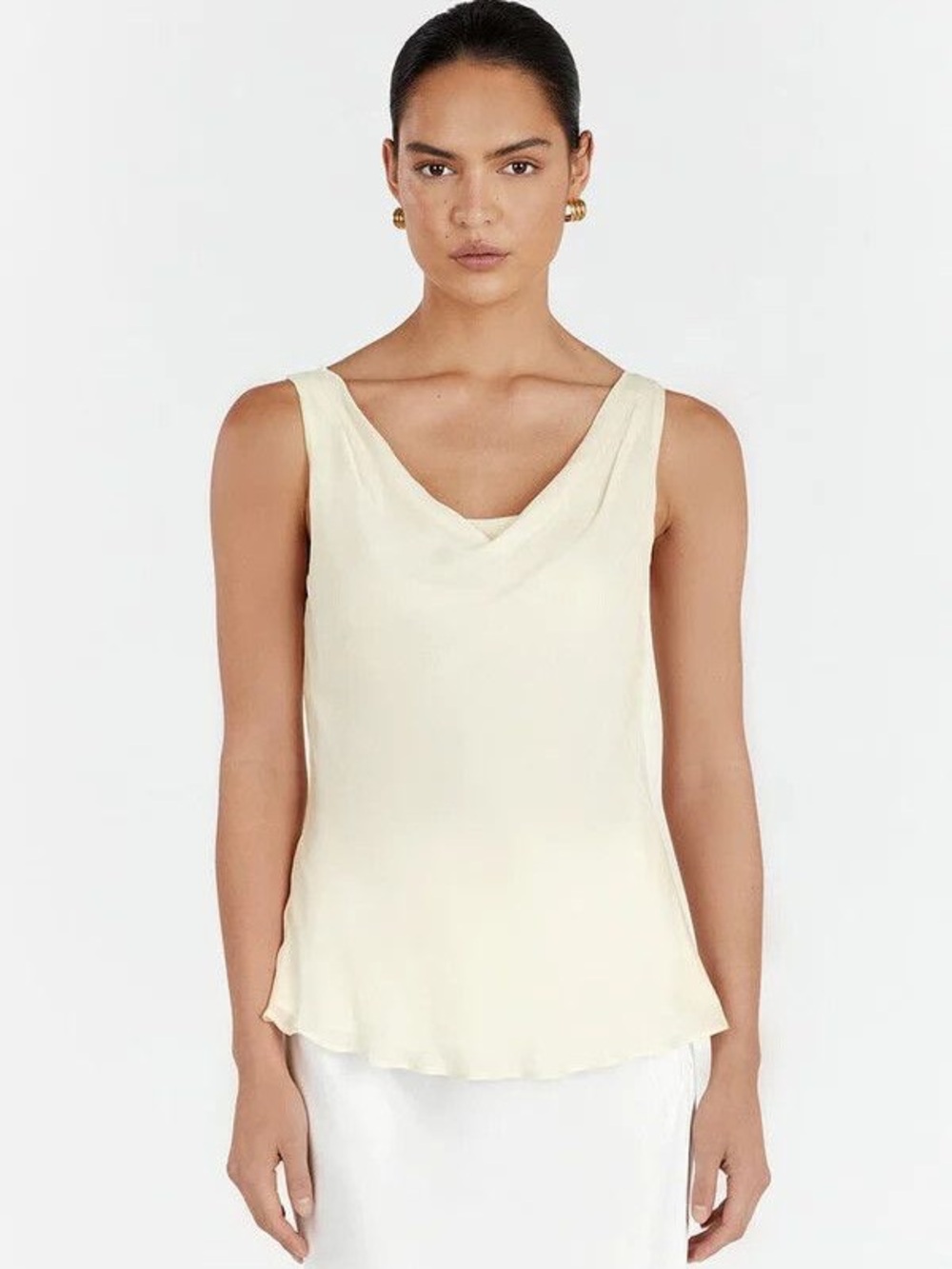 DISSH Johnny Buttermilk Cowl Neck Bias Cut Top 2